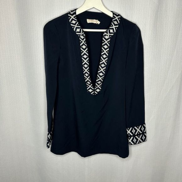 Tory‎ Burch Navy Blue Tunic Top Blouse - Picture 1 of 4